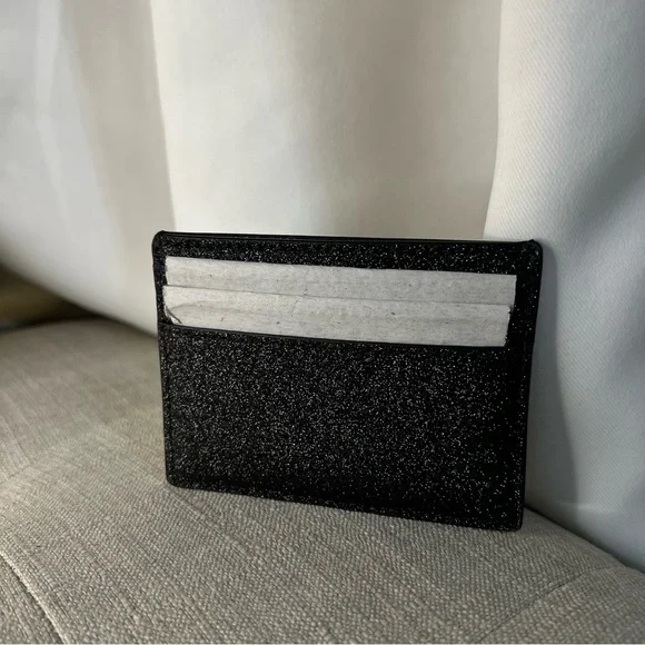 NWT Kate Spade Black Glitter Card Holder - Picture 4 of 6